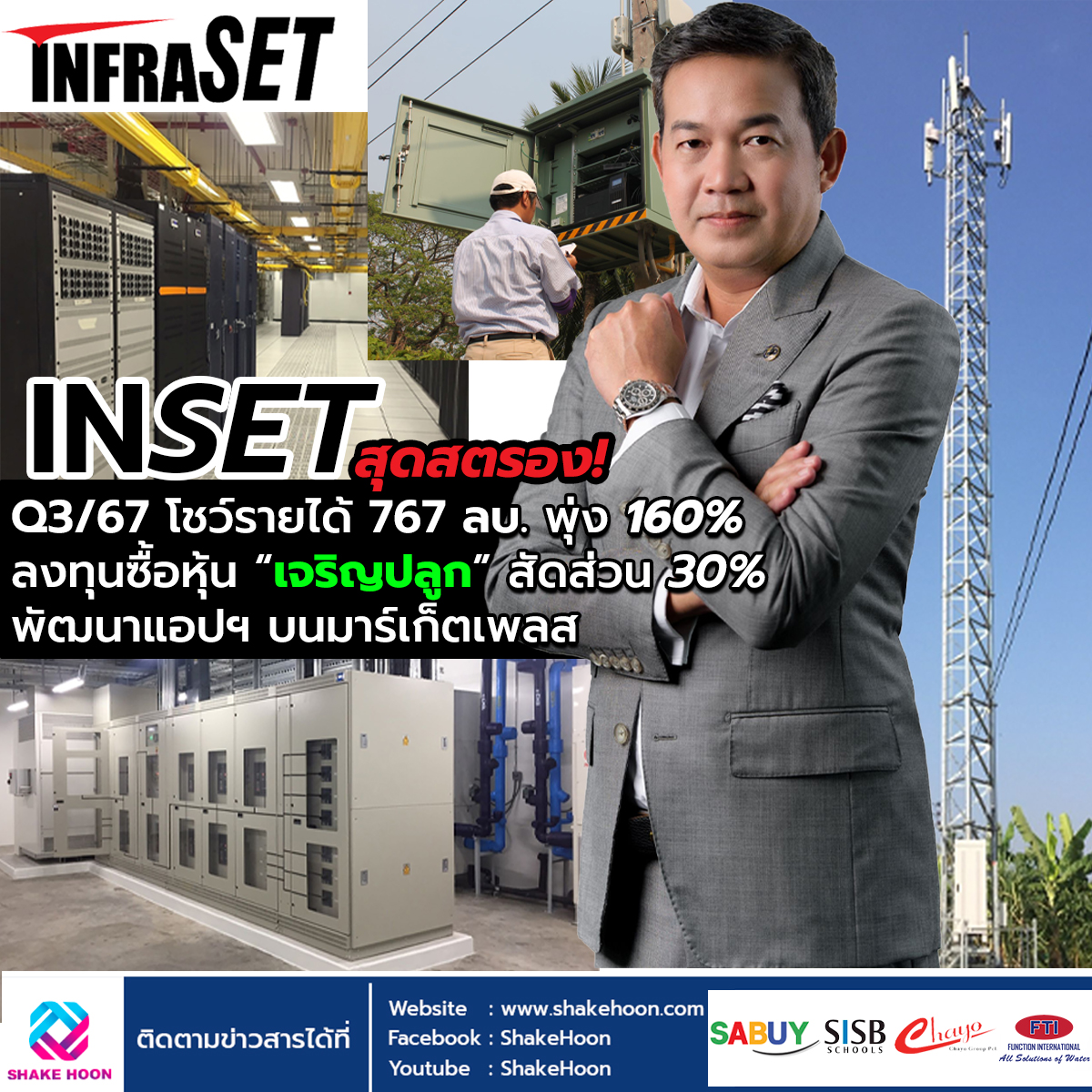 INSET สุดสตรอง! Q3/67 โชว์รายได้ 767 ลบ. พุ่ง 160 % ลงทุนซื้อหุ้น “เจริญปลูก” สัดส่วน 30% พัฒนาแอปฯ